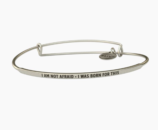 Silver &LIVY I Am Not Afraid POSY Bangle, available at Be Charmed