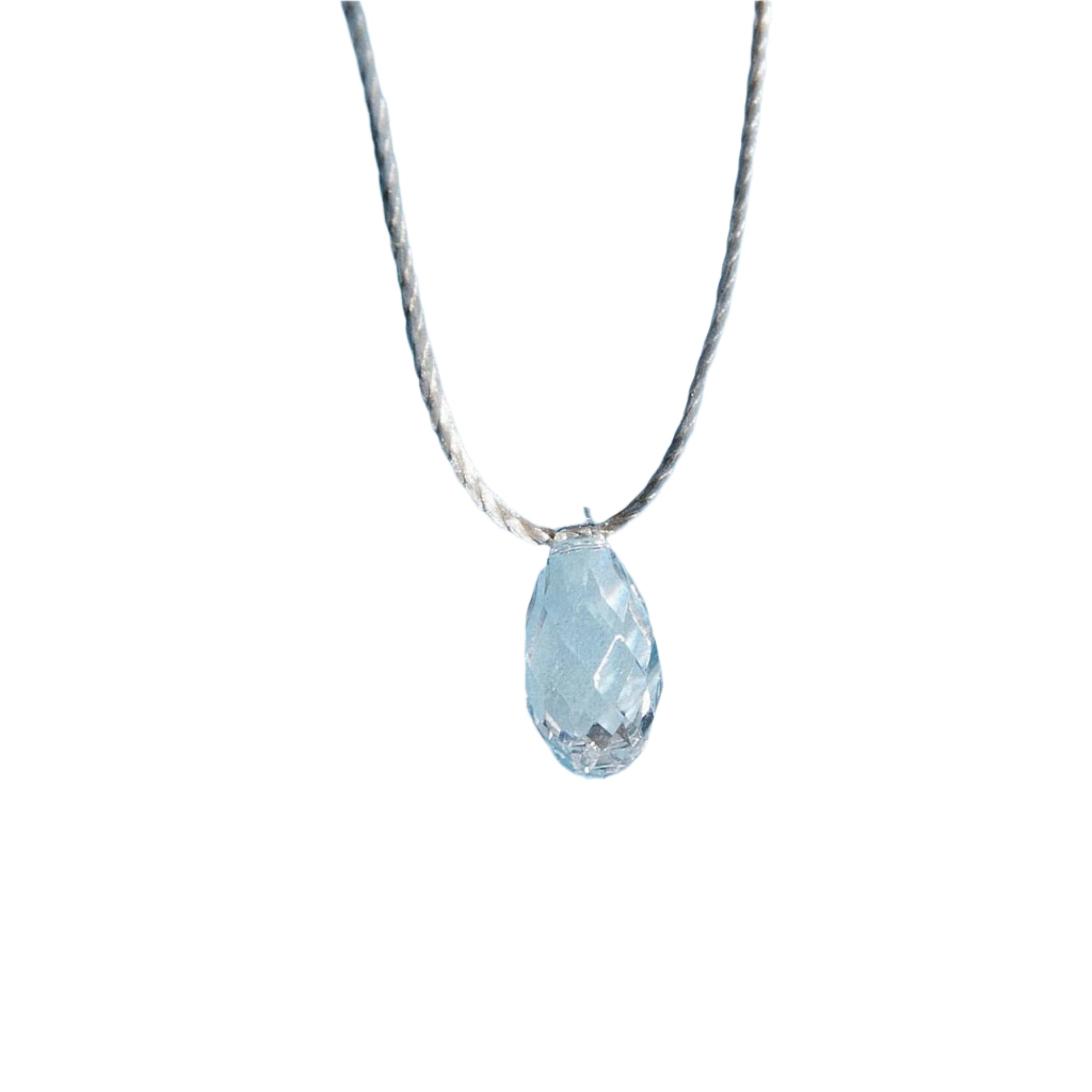 Silver &LIVY Silver Shade Hyevibe Crystal Slider Necklace featuring a genuine Austrian crystal on a silver silk cord; available at Be Charmed