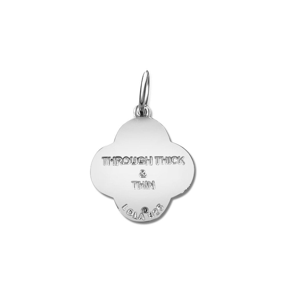 Back of Silver Lola friendship tag necklace with engraved message, a meaningful everyday jewelry gift. Available at Be Charmed.