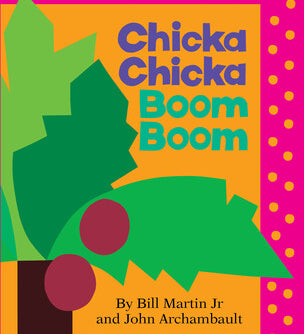 Book cover of 'Chicka Chicka Boom Boom' with colorful design and text. Available at Be Charmed