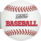 Baseball kids book with red stitching and 'Let's Play Baseball' text. Available at Be Charmed. 