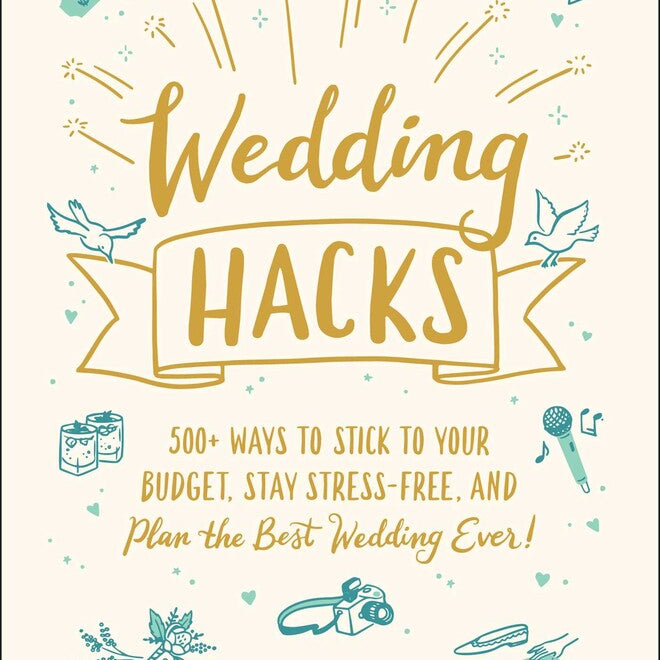 Book cover of 'Wedding Hacks' with decorative elements on a white background.  Available at Be Charmed