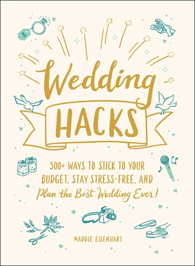 Book cover of 'Wedding Hacks' with decorative elements on a white background.  Available at Be Charmed