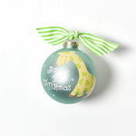 Single Coton Colors Baby's First Christmas Giraffe glass ornament with safari-themed hand-painted design – Available at Be Charmed