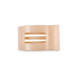 Small Almond Beige Flat Rectangle Hair Clip with bendable teeth, sleek and secure hold—available at Be Charmed.