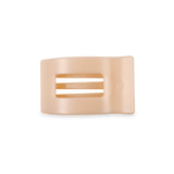 Small Almond Beige Flat Rectangle Hair Clip with bendable teeth, sleek and secure hold—available at Be Charmed.