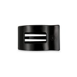 Small Jet Black Flat Rectangle Hair Clip with bendable teeth, sleek and secure hold—available at Be Charmed.