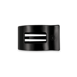 Small Jet Black Flat Rectangle Hair Clip with bendable teeth, sleek and secure hold—available at Be Charmed.