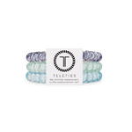 Small Totally Turquoise Teleties Hair Ties with strong grip, water‑resistant and no crease—available at Be Charmed.