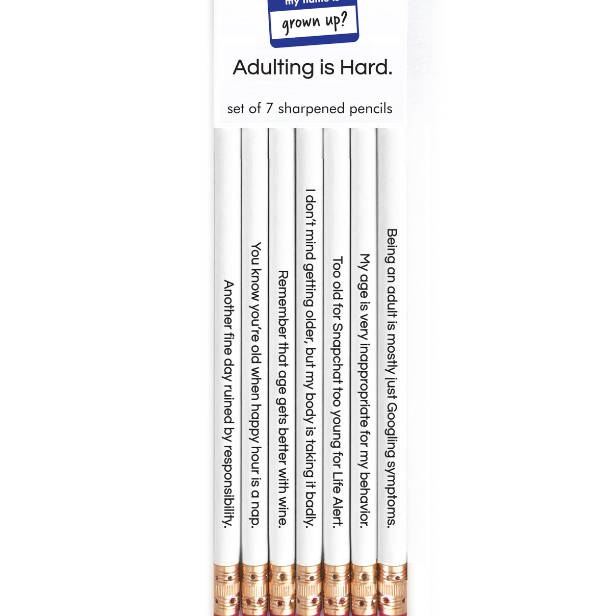 Snifty Adulting Is Hard Pencil Set – novelty pencils with witty sayings, perfect for work, school, or fun gifting. Available at Be Charmed