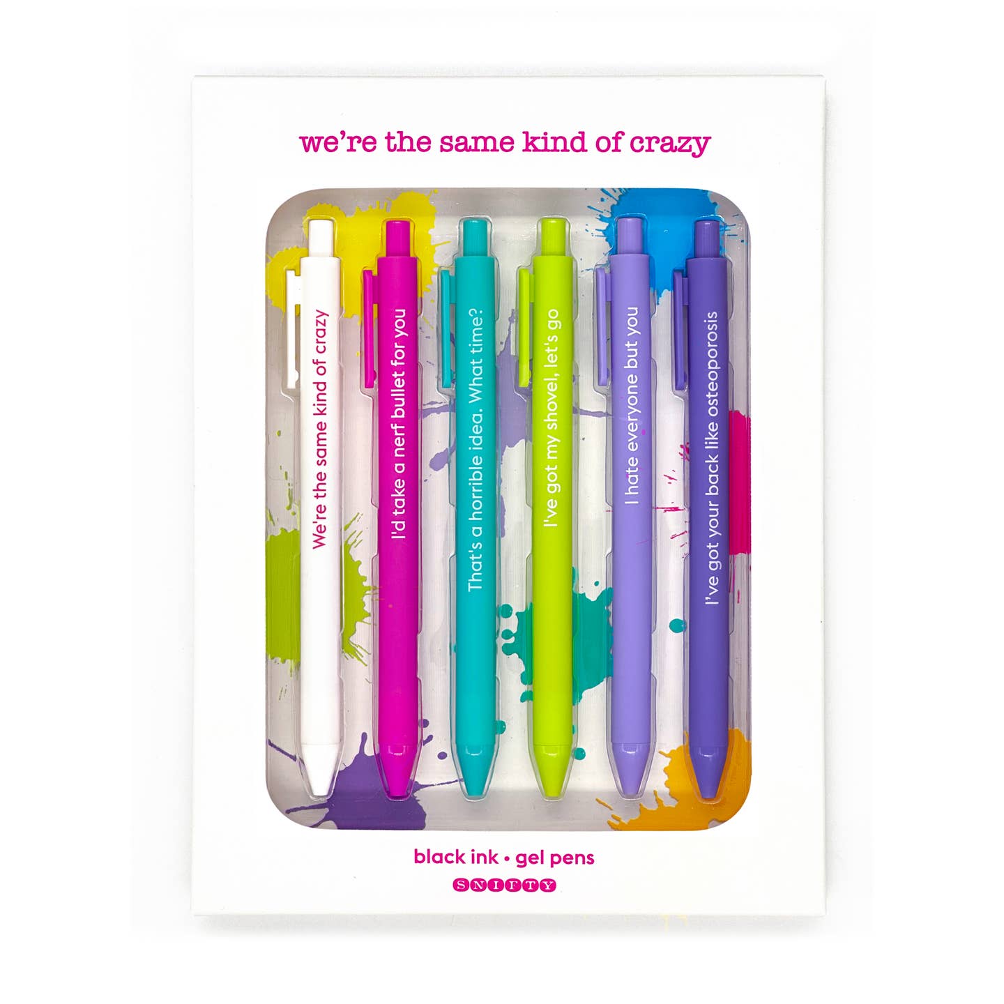 Snifty Some Kind of Crazy Pen Set – novelty pens with witty sayings, perfect for journaling, office desks, or gifts. Available at Be Charmed
