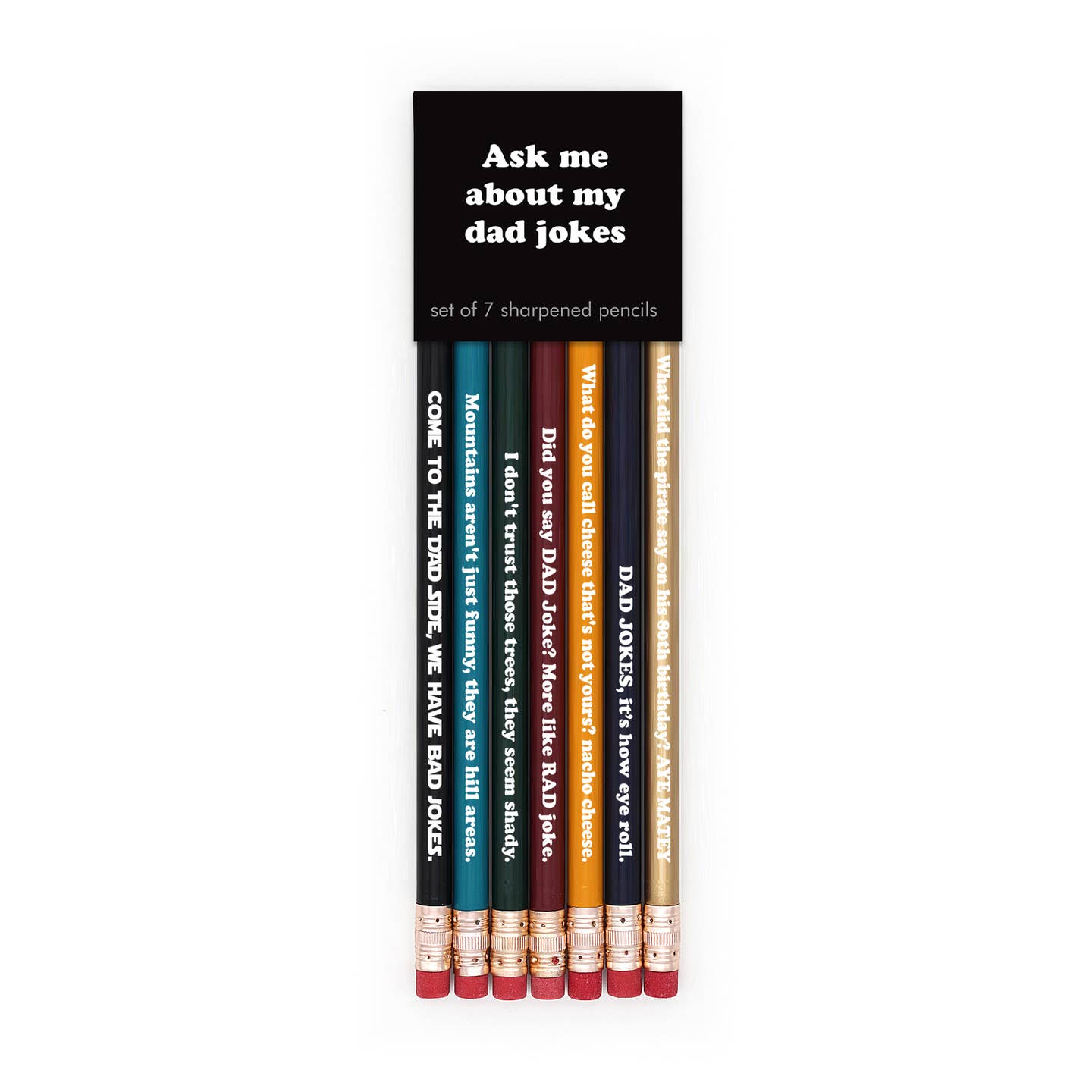 Snifty Dad Jokes Pencil Set – novelty pencils with funny dad humor sayings, perfect for school, office, or gifts. Available at Be Charmed