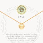 Gold on card Spartina 449 Love Necklace 18 Inch – Elegant heart charm necklace engraved with “Love.” A classic and meaningful gift for someone special. Features a delicate 18" chain, secure clasp, and polished finish, ideal for daily wear or special occasions. Available at Be Charmed.