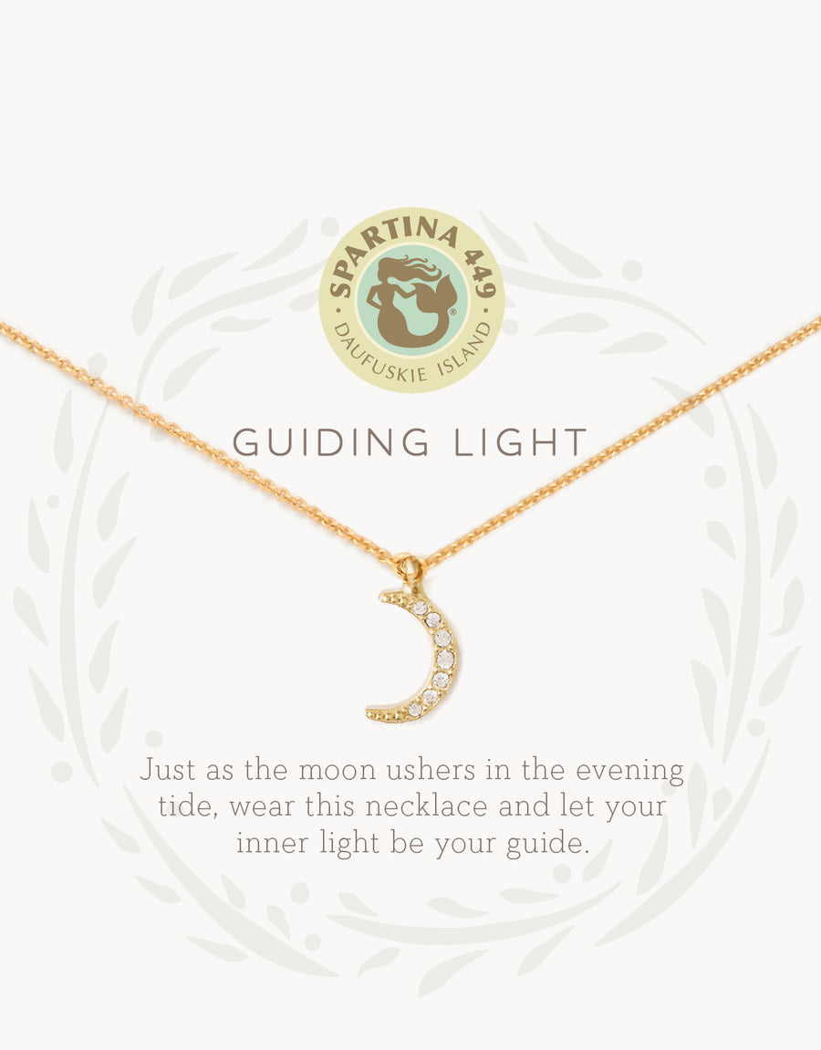 Gold on card Spartina 449 Guiding Light Necklace 18 Inch – Elegant charm necklace featuring a compass design symbolizing guidance, purpose, and hope. Dainty 18" chain with secure clasp makes it ideal for daily wear or gifting. A heartfelt token of encouragement. 