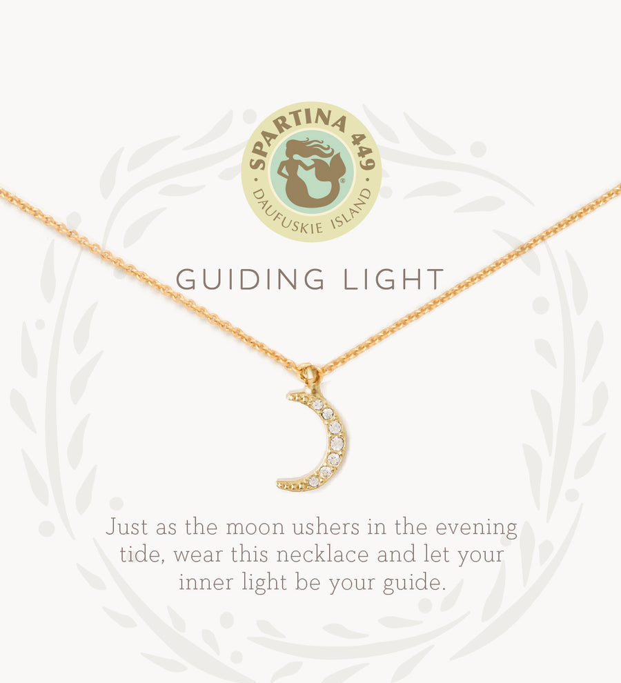 Gold on card Spartina 449 Guiding Light Necklace 18 Inch – Elegant charm necklace featuring a compass design symbolizing guidance, purpose, and hope. Dainty 18" chain with secure clasp makes it ideal for daily wear or gifting. A heartfelt token of encouragement. 