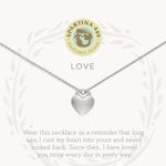 Silver on card Spartina 449 Love Necklace 18 Inch – Elegant heart charm necklace engraved with “Love.” A classic and meaningful gift for someone special. Features a delicate 18" chain, secure clasp, and polished finish, ideal for daily wear or special occasions. Available at Be Charmed.