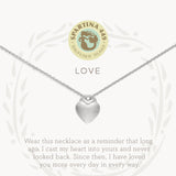 Silver on card Spartina 449 Love Necklace 18 Inch – Elegant heart charm necklace engraved with “Love.” A classic and meaningful gift for someone special. Features a delicate 18" chain, secure clasp, and polished finish, ideal for daily wear or special occasions. Available at Be Charmed.