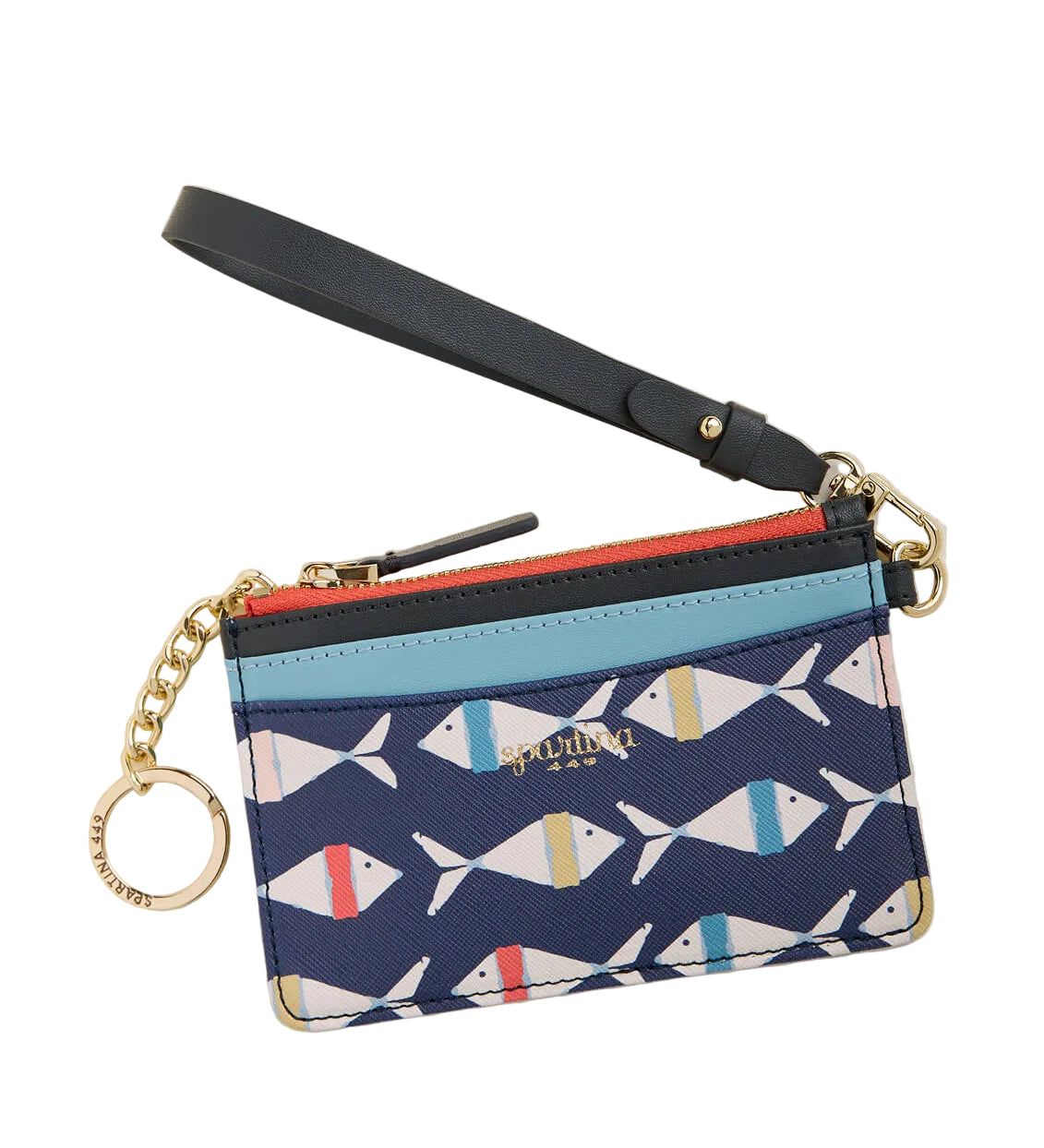Fish cardholder with a strap on a white background. Available at Be Charmed