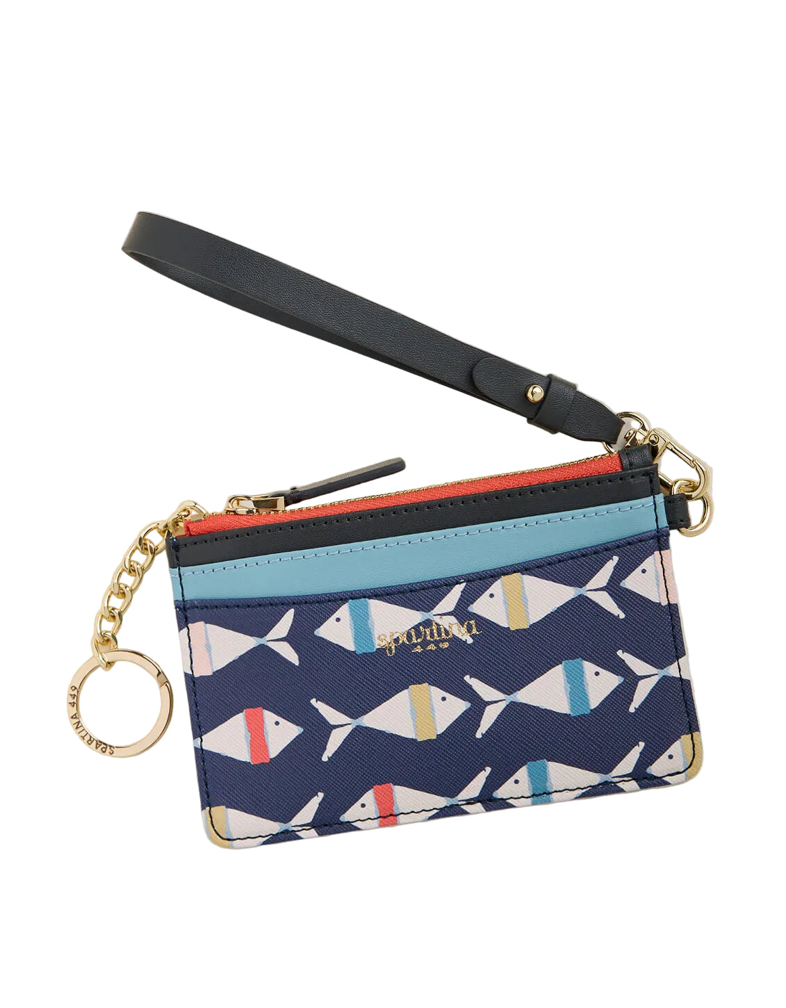 Fish cardholder with a strap on a white background. Available at Be Charmed
