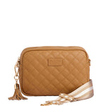 Maple Pom Pom London Quilted City leather crossbody bag in a quilted finish with gold hardware available at Be Charmed.