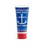 A tube of Swedish Dream Sea Salt Hand Cream with a blue and red design, indicating the main ingredient is sea salt. Available at Be Charmed