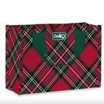 Red and green plaid bag with a 'swig' logo on a white background. Available at Be Charmed