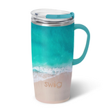 A 22oz High Tide Swig Life travel mug with a comfort-grip handle and clear slider lid. Available at Be Charmed.