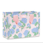 Small rectangular gift bag with floral design and pink accents on a white background. Available at Be Charmed
