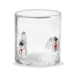 Clear glass tumbler with snowman designs on a white background.  Available at Be Charmed