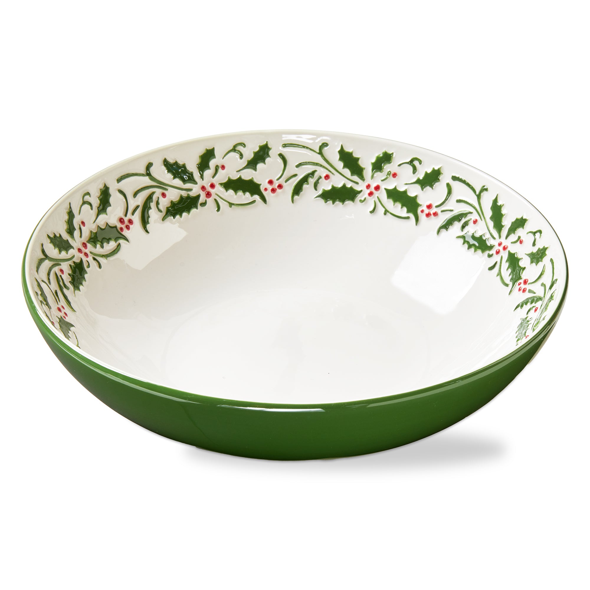 A large festive holiday ceramic serving bowl from the Tag Christmastime collection, available at Be Charmed.