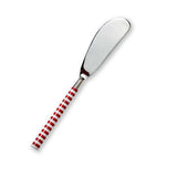Butter knife with a red and white checkered handle on a white background. Available at Be Charmed