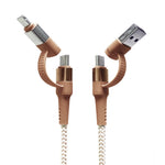 Tech Candy USB cables with different connectors on a white background. Available at Be Charmed