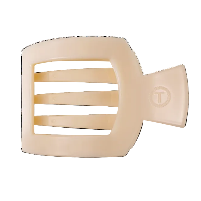 Almond Beige Flat Square Hair Clip with bendable teeth and sleek strong hold—available at Be Charmed.
