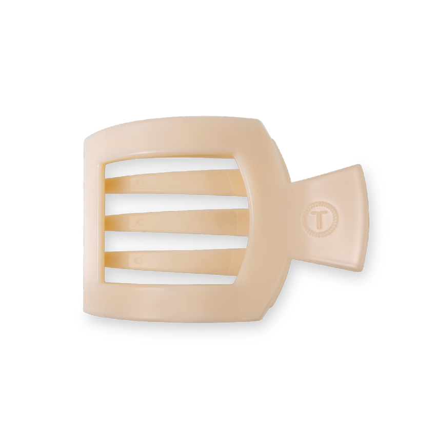 Almond Beige Flat Square Hair Clip with bendable teeth and sleek strong hold—available at Be Charmed.