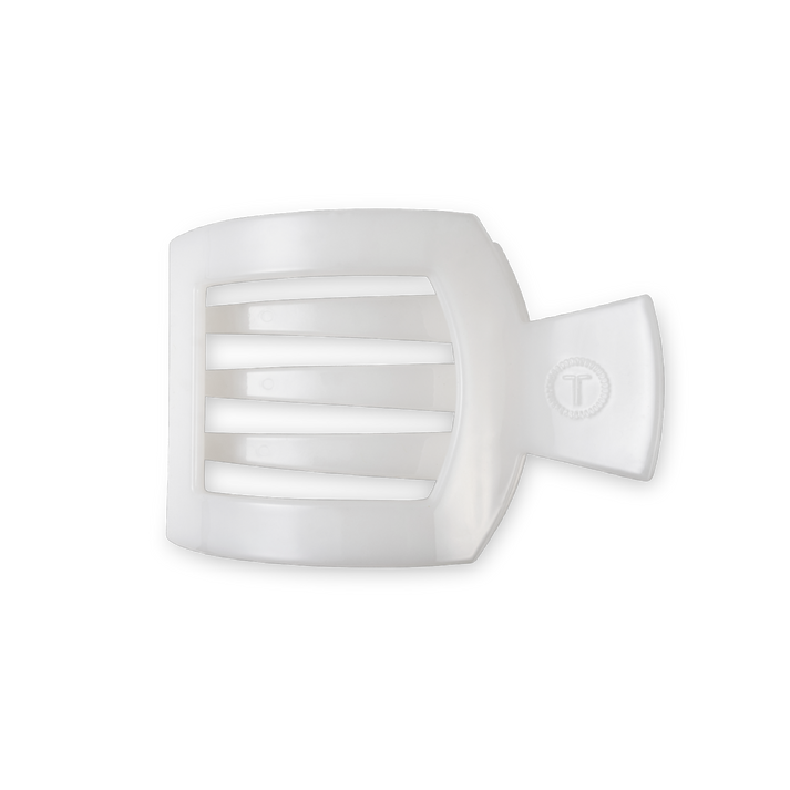 Coconut White Flat Square Hair Clip with bendable teeth and sleek strong hold—available at Be Charmed.