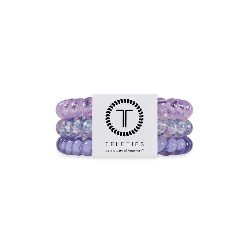 Lavender Mist hair ties with a Teleties label on a white background. Available at Be Charmed