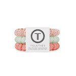 Large Calming Coral Hair Ties by Teleties, strong grip and no-rip hair accessories, available at Be Charmed.