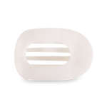 Teleties Flat Round Hair Clip in Coconut White, no-damage minimalist hair accessory, available at Be Charmed