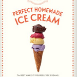 Book cover of 'Perfect Homemade Ice Cream' with an ice cream cone illustration on a white background. Available at Be Charmed
