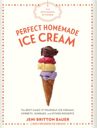 Book cover of 'Perfect Homemade Ice Cream' with an ice cream cone illustration on a white background. Available at Be Charmed