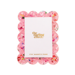 A pinkmini acrylic picture frame with a scalloped border and the brand 'the darling effect' printed at the bottom. Available at Be Charmed
