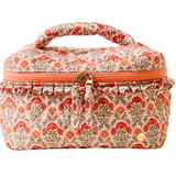 Floral-patterned makeup bag with a zipper on a white background. Available at Be Charmed