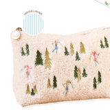 The Darling Effect Teddy Pouch Après Ski – soft sherpa zipper pouch with winter Après Ski design for storing essentials, available at Be Charmed.