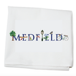 Tina Labadini Designs Tea Towel featuring Medfield illustration. Charming local kitchen décor and gift. Available at Be Charmed.