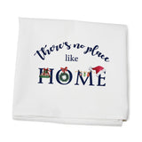 No Place Like Home Christmas tea towel by Tina Labadini Designs, festive holiday kitchen decor. Available at Be Charmed.