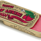 Tinte Lip Balm – Strawberry flavored lip balm in vintage slider tin, sweet, hydrating, and nostalgic. Available at Be Charmed.