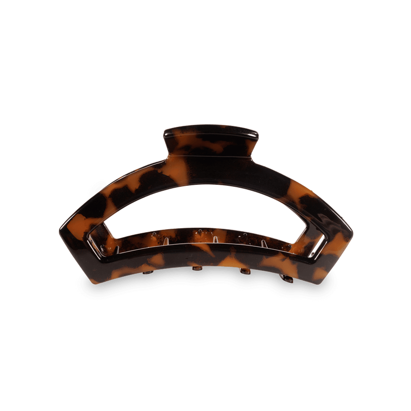 Tortoise Open Teleties Hair Clip with bendable teeth, strong hold and open design—available at Be Charmed.