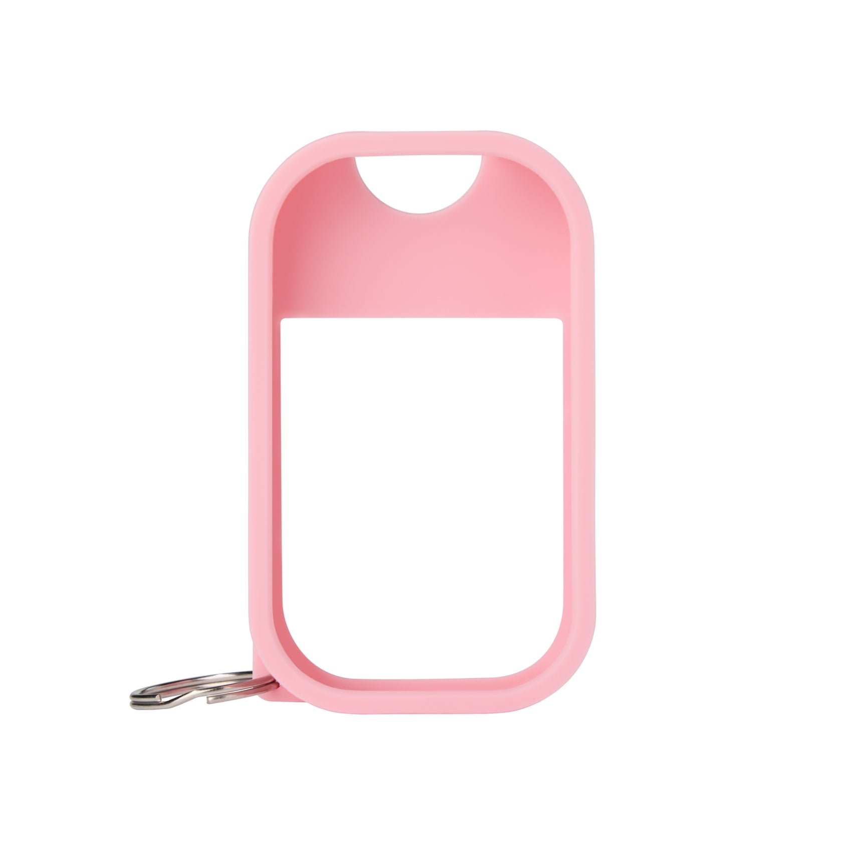 Pink keychain with a clear window on a white background. Available at Be Charmed