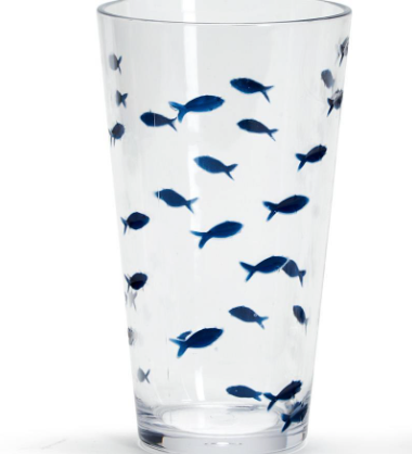 Two's Company Acrylic Drinking Glass Blue Fish 19oz