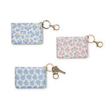 Set of three floral Hydrangea ID Wallet keychains on a white background. Available at Be Charmed  